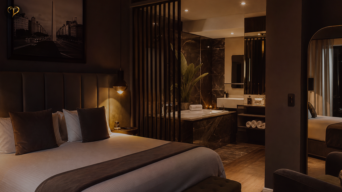 Hidromasaje integrado a una suite premium con luz elegante